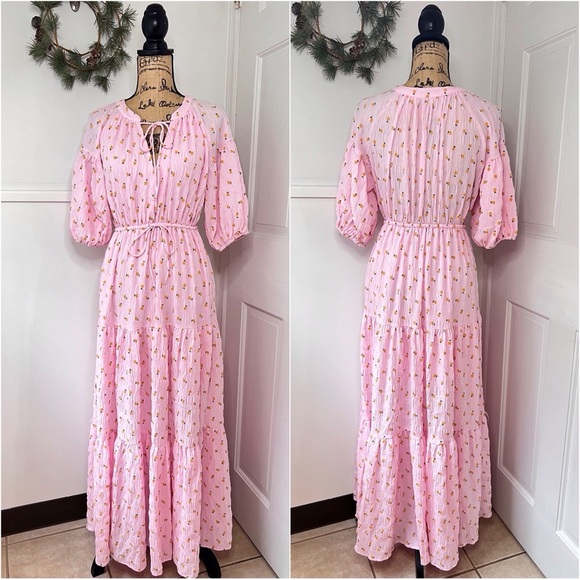 Petal & Pup Dresses & Skirts - Petal + Pup Ariana Pink Floral Tiered Maxi Dress